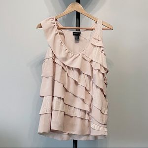 [Aritzia (Central Park West)] Pink Asymmetrical Sleeveless Ruffle Top
